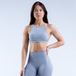 Sujetador Deportivo DFYNE Dynamic High Neck Backless Mujer Gris Claro | 832509EUK