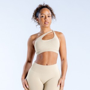 Sujetador Deportivo DFYNE Impact Asymmetric Mujer Beige | 452619MLQ