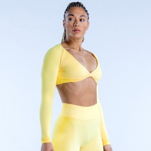 Top DFYNE Ignite Twist Front Crop Mujer Limón | 073148UQH