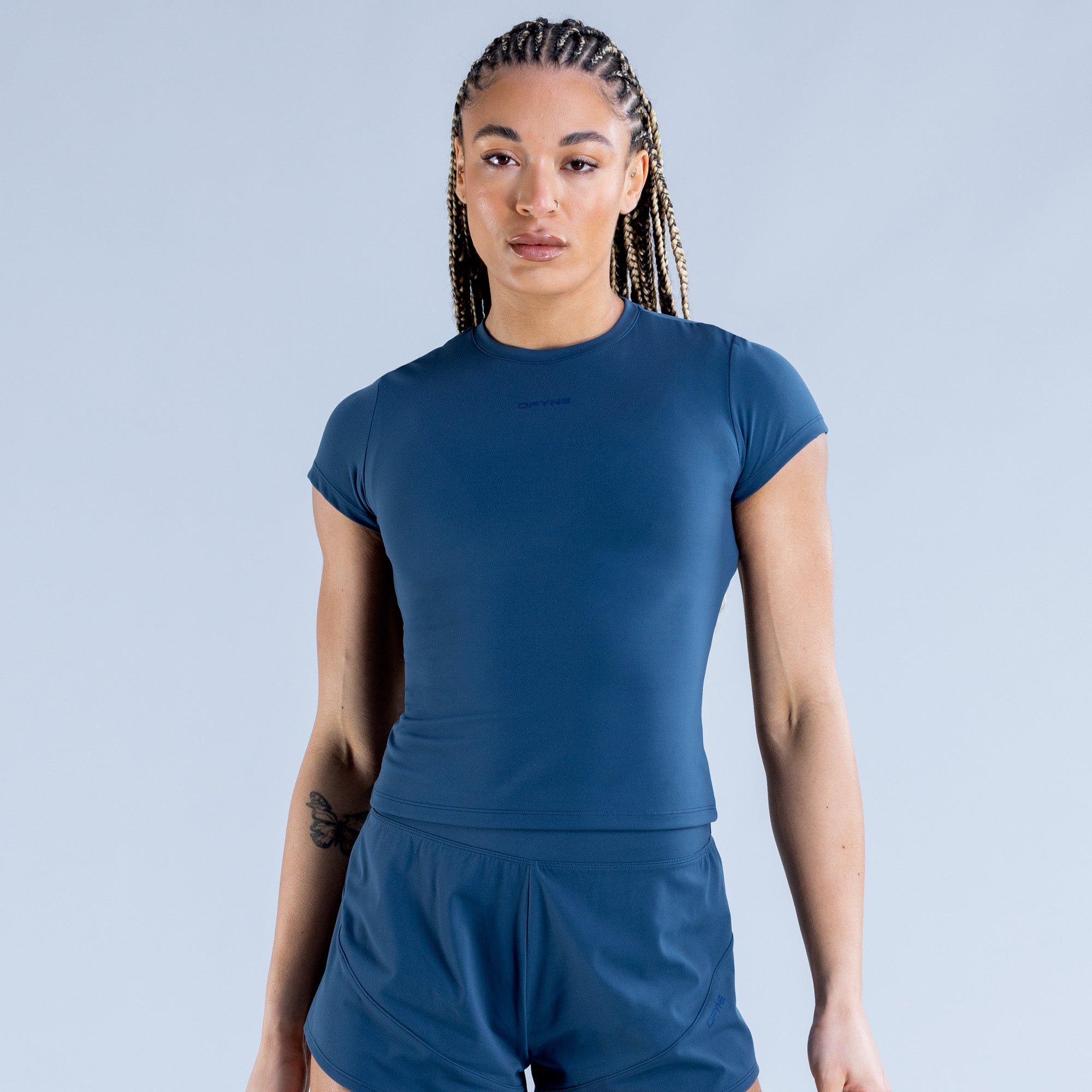 Camiseta DFYNE Origin Fitted Mujer Azules | 421068DWB