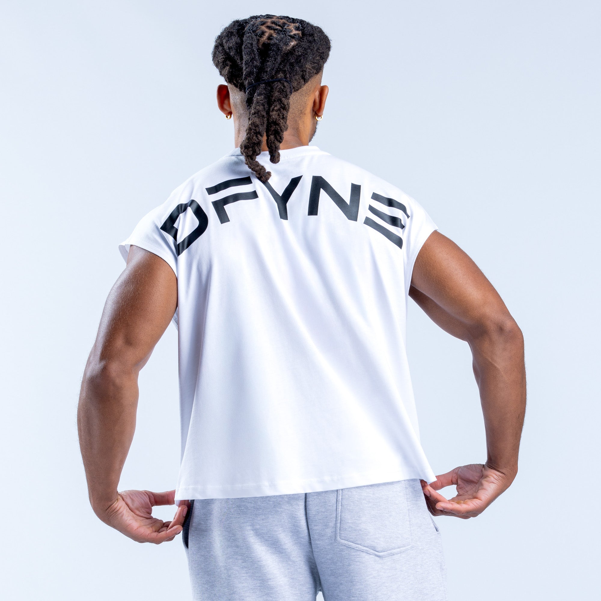 Camiseta sin Manga DFYNE Signature Crop Hombre Blancas | 317254XMJ