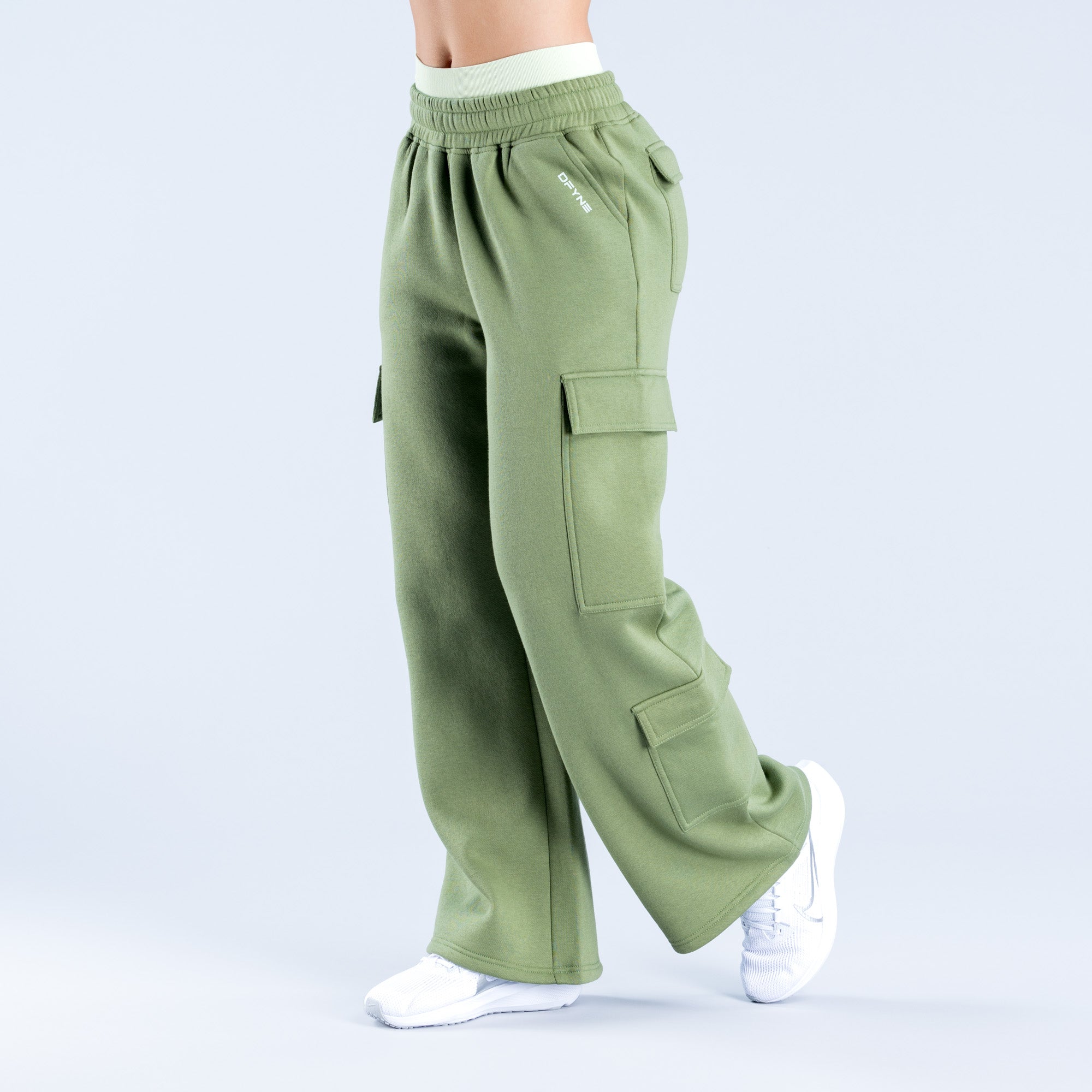 Pantalon Jogger DFYNE Lanyi Edit Wide Leg Cargo Mujer Verde Oscuro | 670923VIB