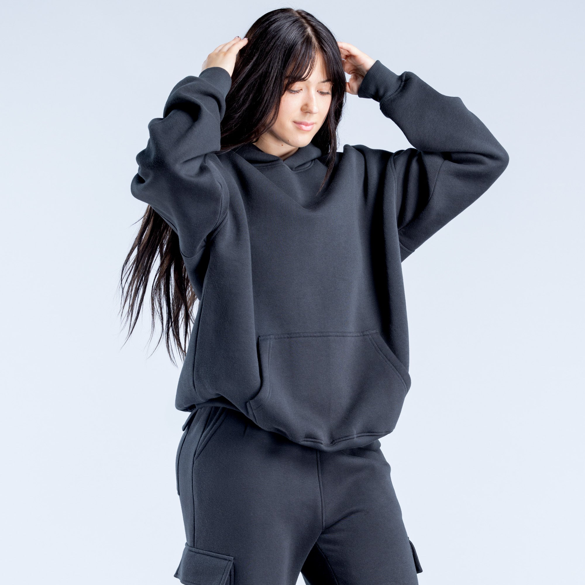 Sudadera con Capucha DFYNE Lanyi Edit Oversized Mujer Negras | 350496AVL