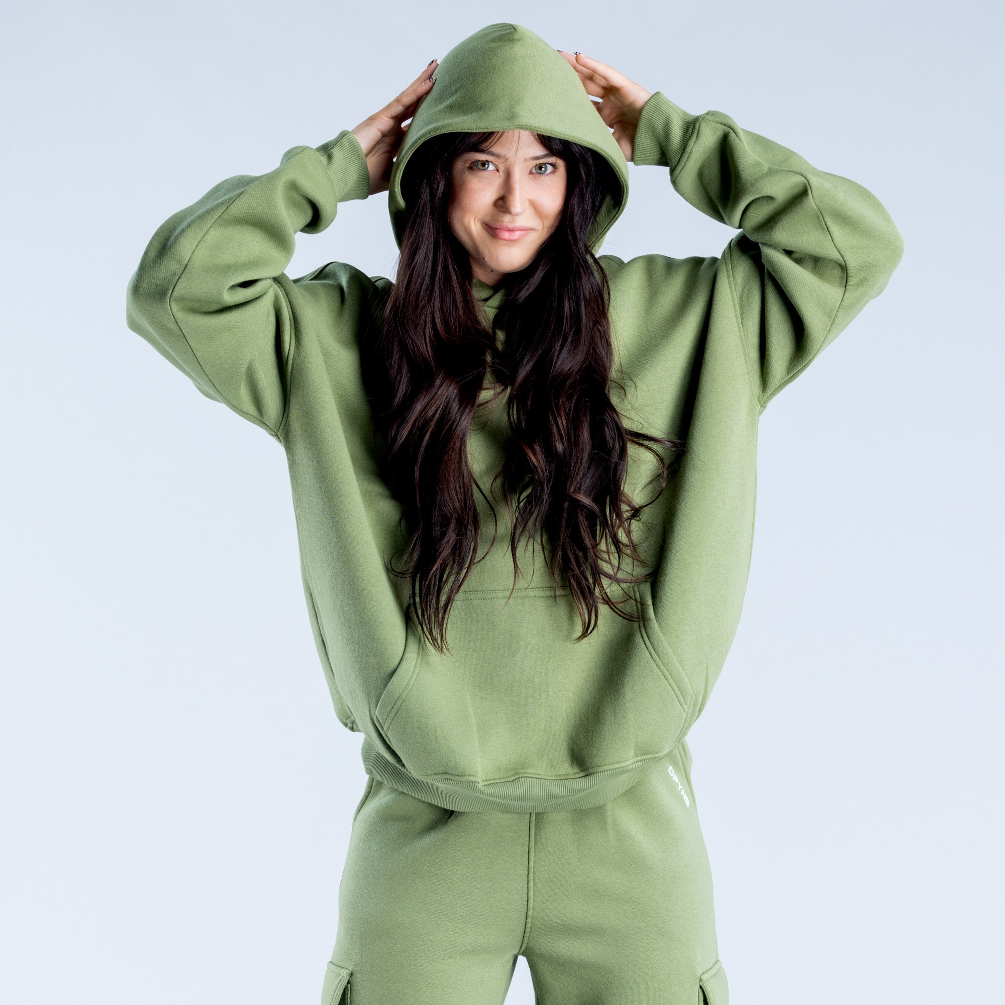 Sudadera con Capucha DFYNE Lanyi Edit Oversized Mujer Verde Oscuro | 025749OEV