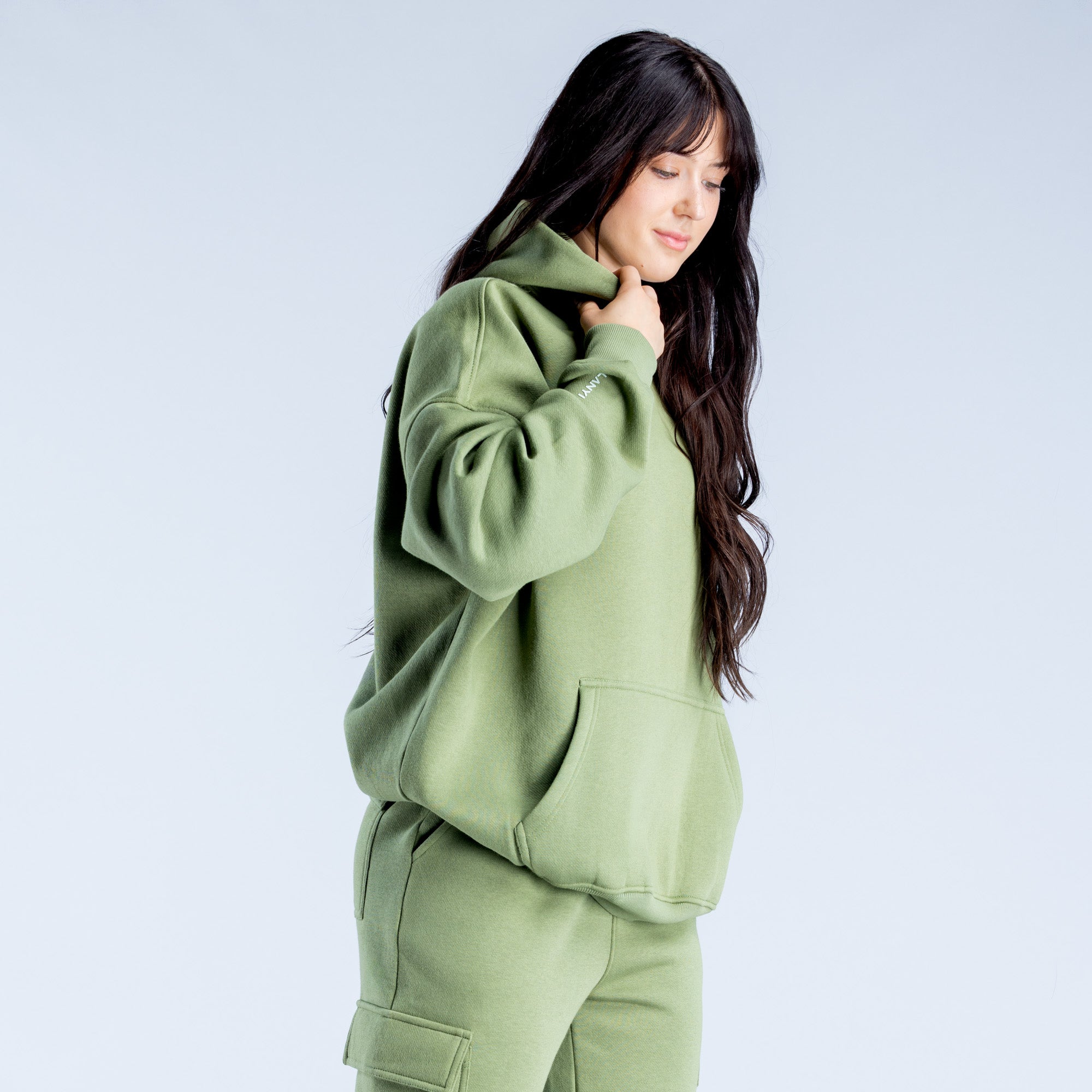 Sudadera con Capucha DFYNE Lanyi Edit Oversized Mujer Verde Oscuro | 025749OEV