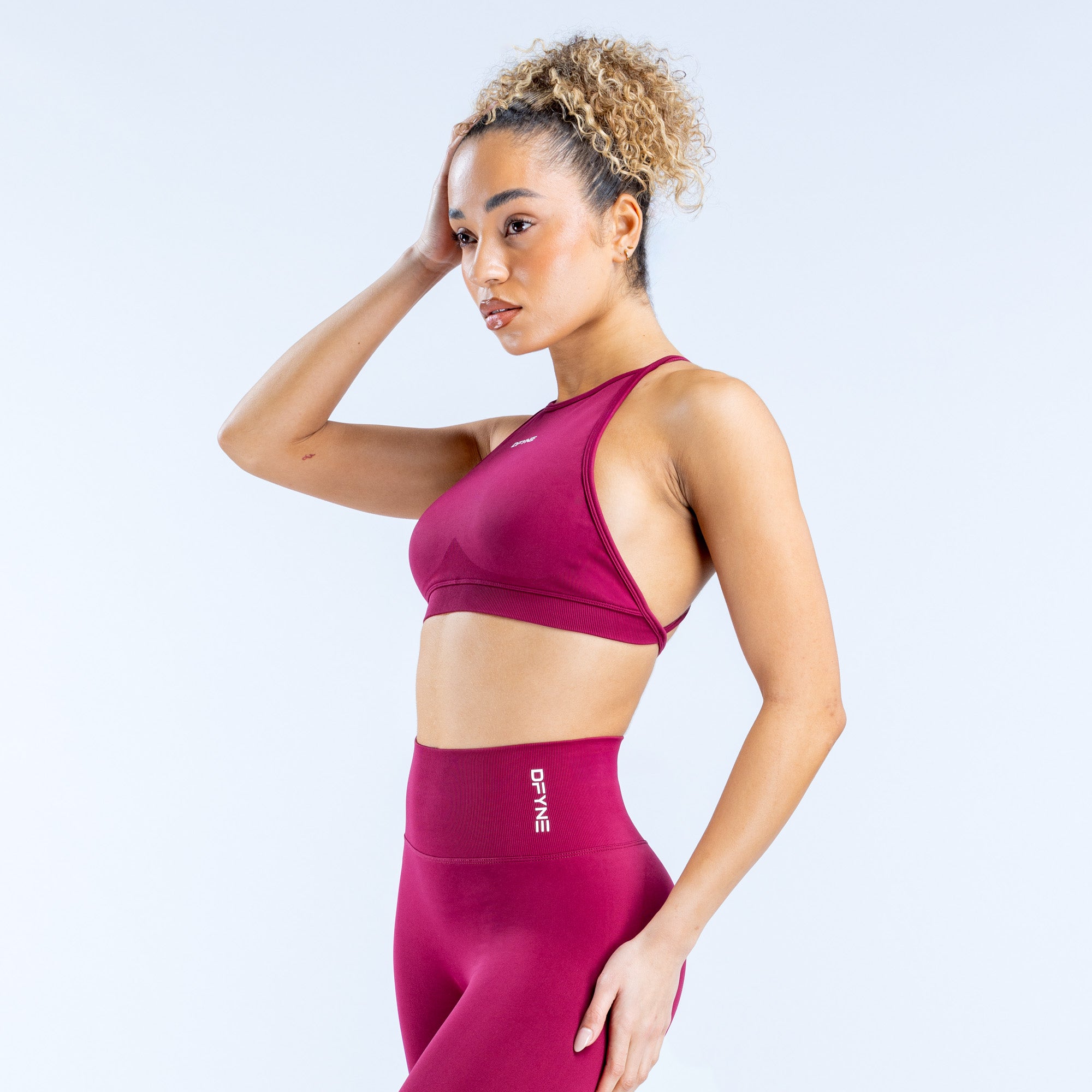 Sujetador Deportivo DFYNE Dynamic High Neck Backless Mujer Fucsia | 459038EPG