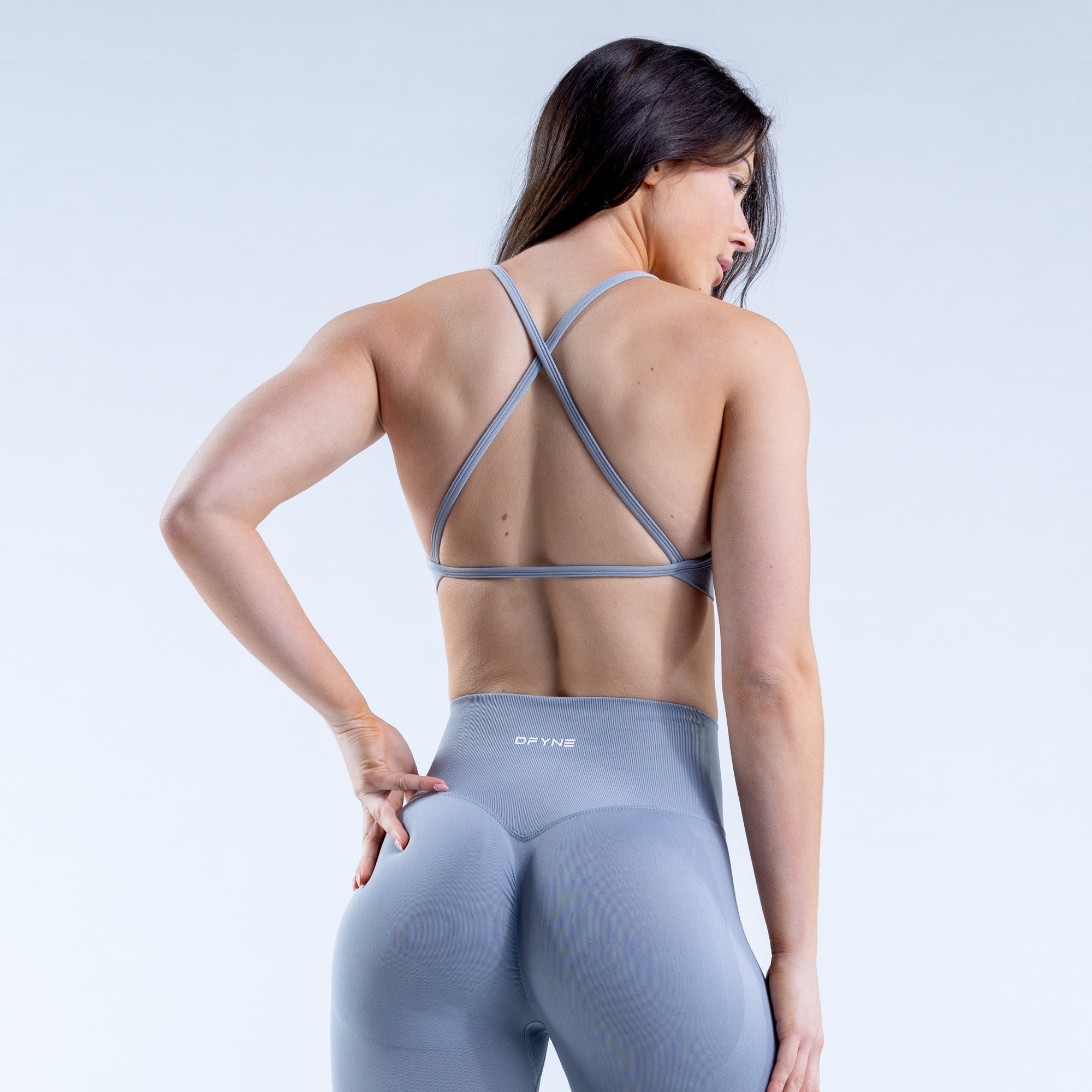 Sujetador Deportivo DFYNE Dynamic High Neck Backless Mujer Gris Claro | 832509EUK