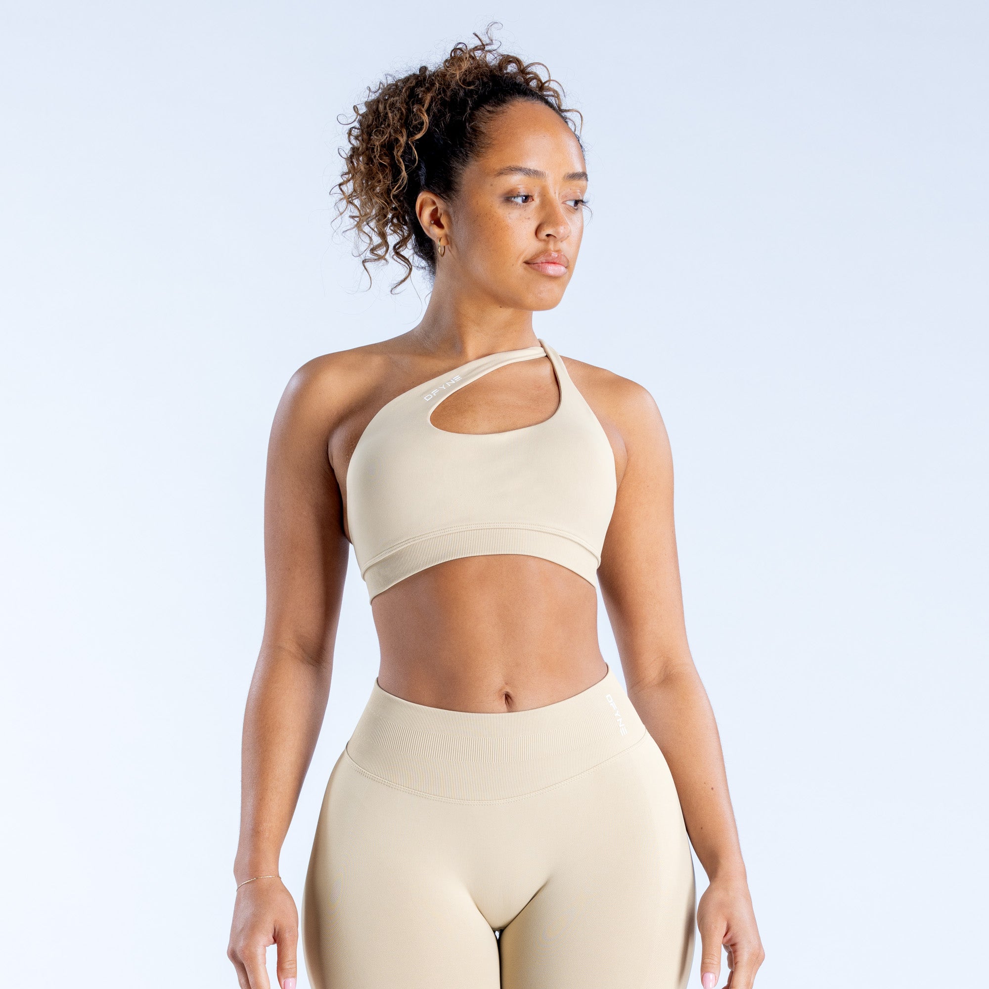 Sujetador Deportivo DFYNE Impact Asymmetric Mujer Beige | 452619MLQ