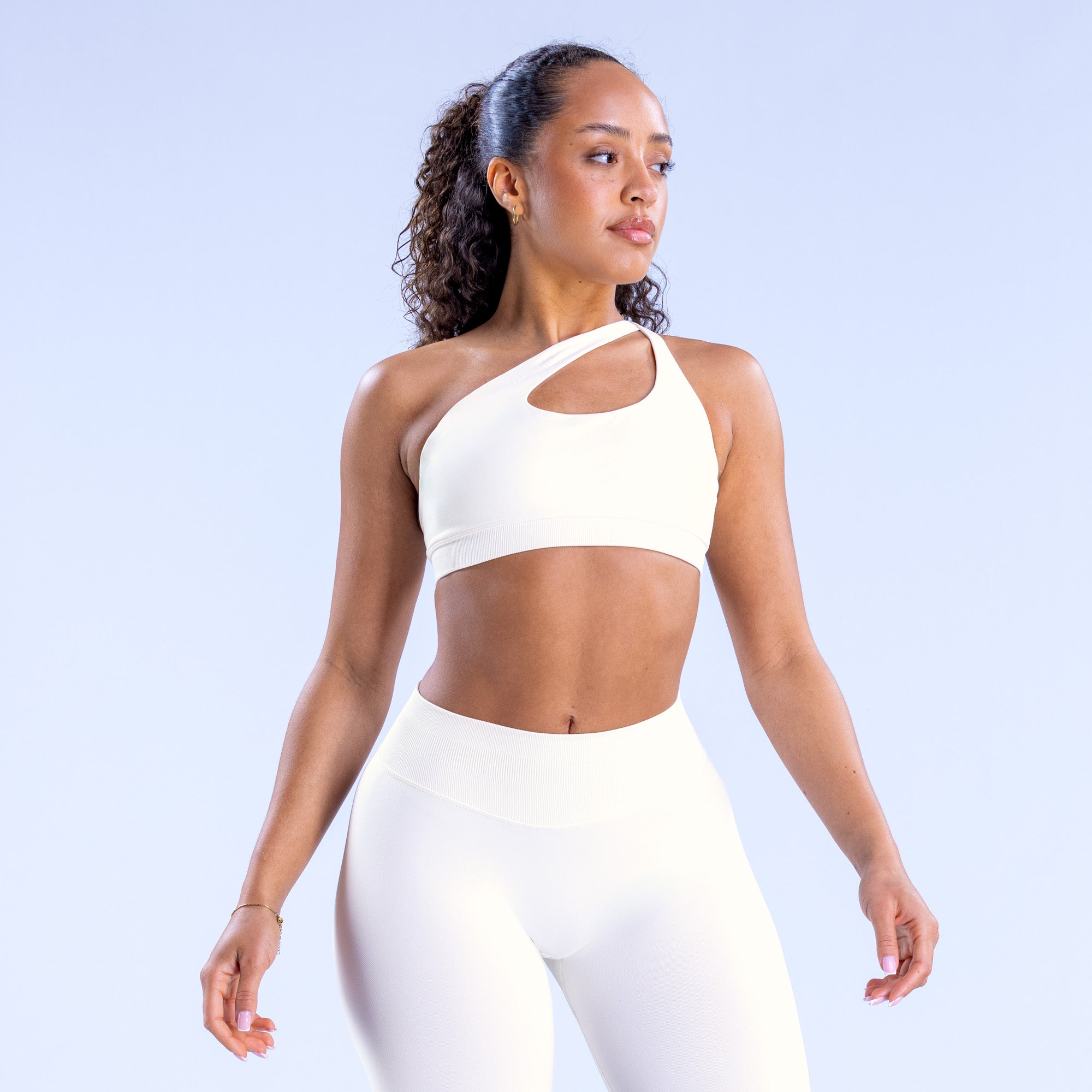 Sujetador Deportivo DFYNE Impact Asymmetric Mujer Blancas | 296371UBG