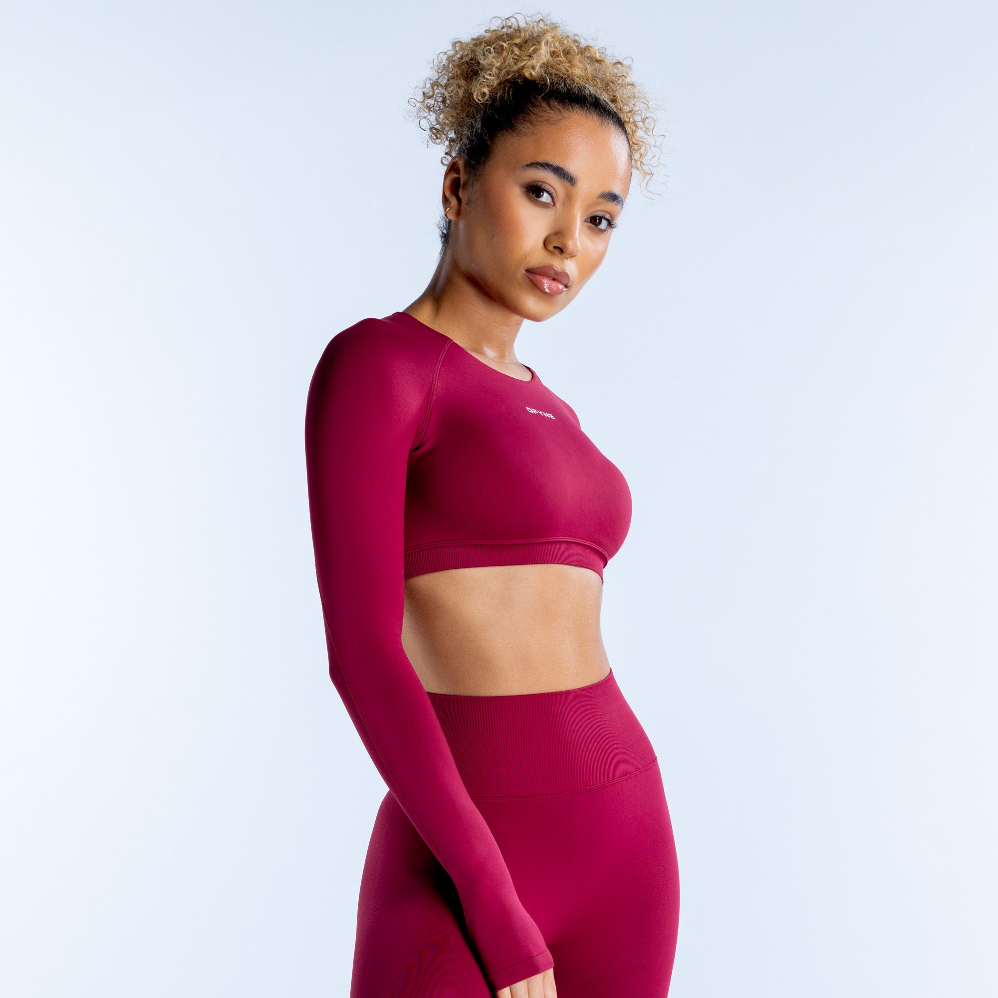 Top DFYNE Dynamic Long Sleeve Crop Mujer Fucsia | 071524XRO