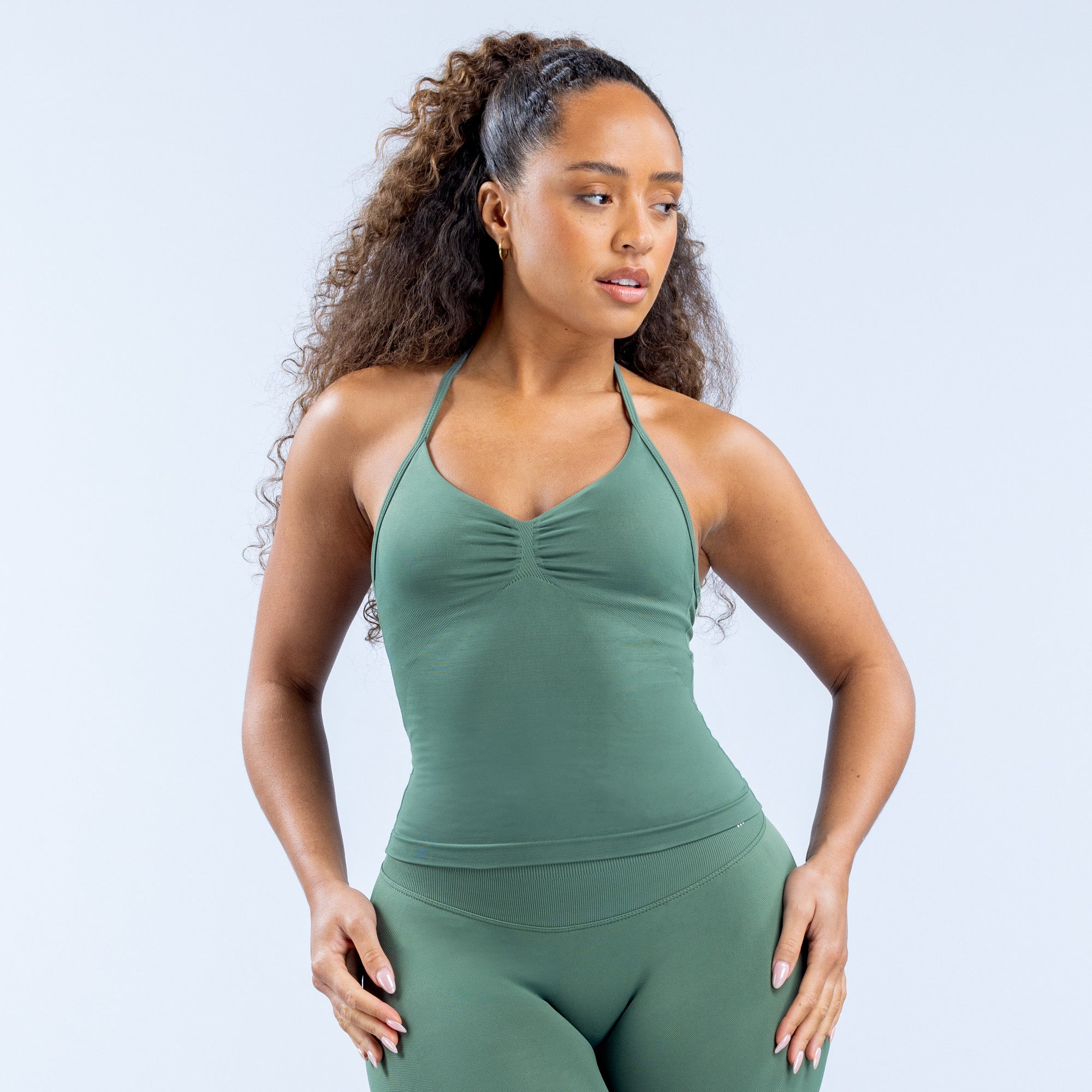 Top DFYNE Impact Longline Strappy Mujer Verde | 542813CXM