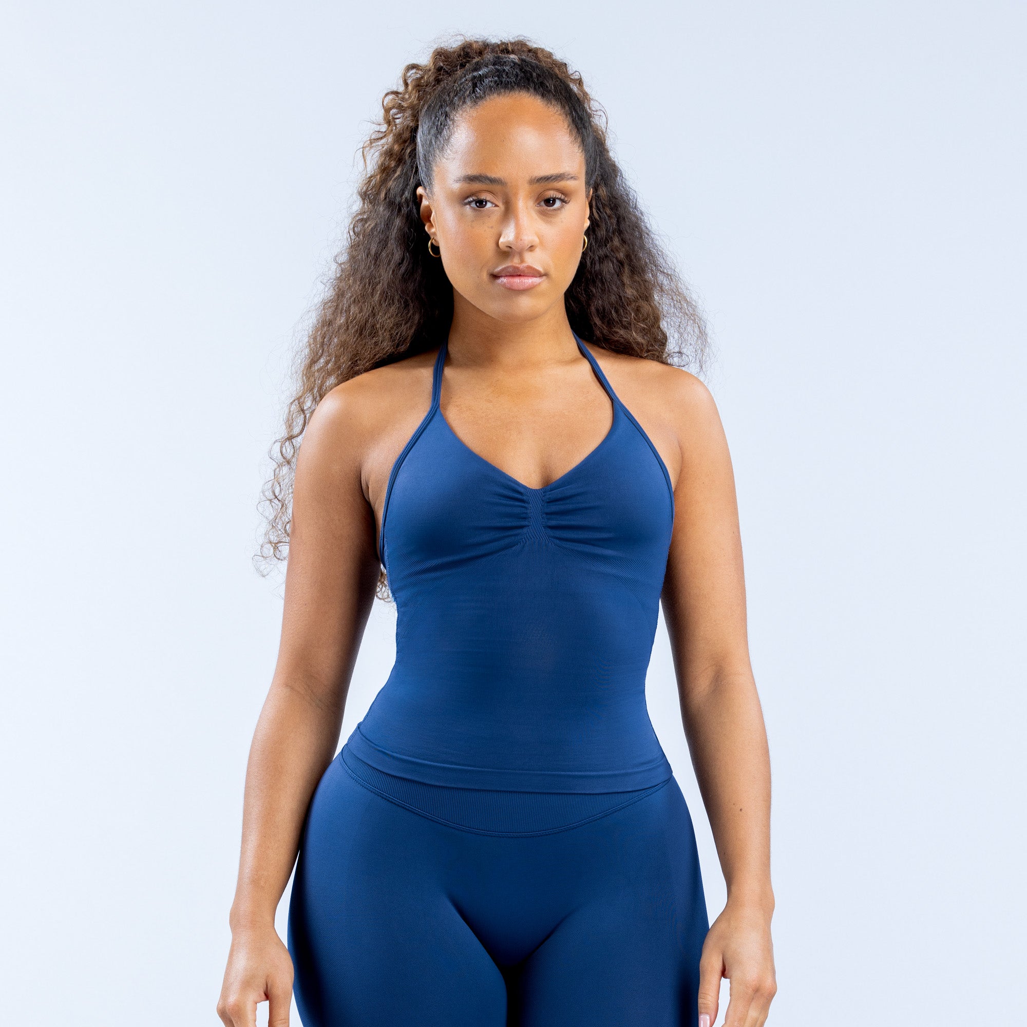 Top DFYNE Impact Longline Strappy Mujer Azul Marino | 749521DVX